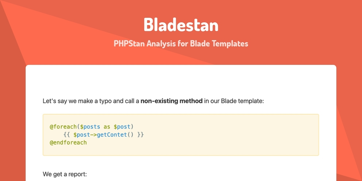 Bladestan PHPStan Analysis For Blade Templates Made With Laravel Bladestan phpstan analysis for blade templates made with laravel